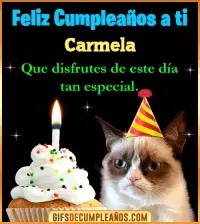 GIF Gato meme Feliz Cumpleaños Carmela